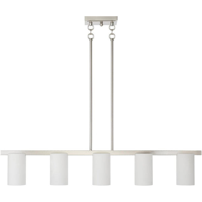 Nickel Five Light Metal Dimmable Chandelier With Shades HomeRoots