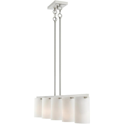 Nickel Five Light Metal Dimmable Chandelier With Shades