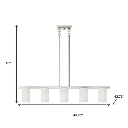 Nickel Five Light Metal Dimmable Chandelier With Shades