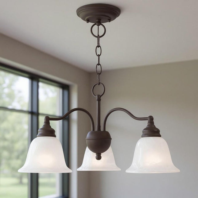 Bronze Three Light Dimmable Chandelier With Shades HomeRoots