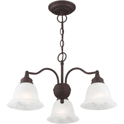 Bronze Three Light Metal Dimmable Chandelier With Shades