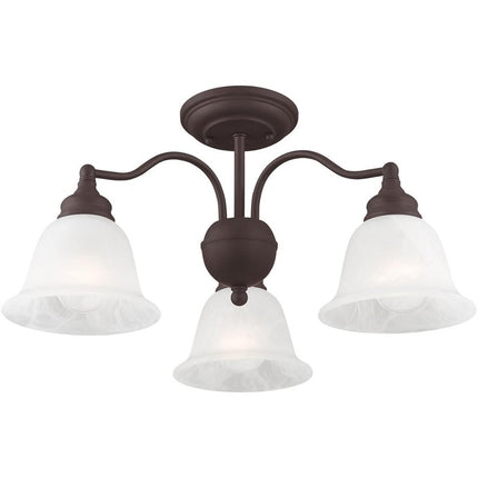 Bronze Three Light Metal Dimmable Chandelier With Shades