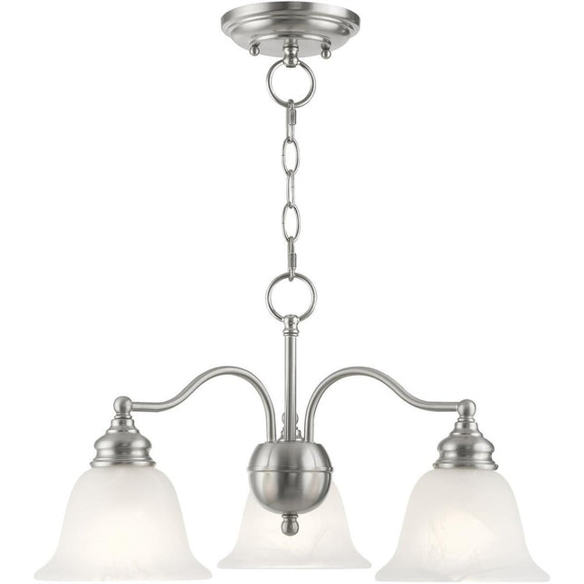 Nickel Three Light Metal Dimmable Chandelier With Shades