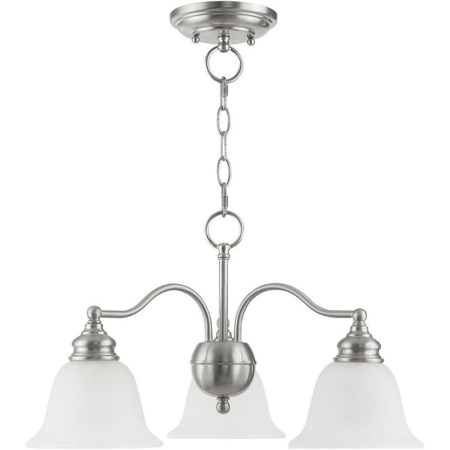Nickel Three Light Metal Dimmable Chandelier With Shades