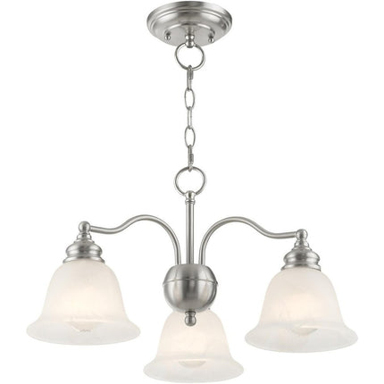 Nickel Three Light Metal Dimmable Chandelier With Shades