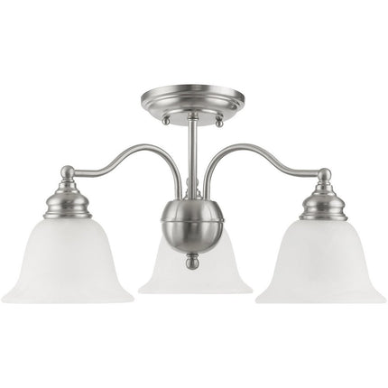 Nickel Three Light Metal Dimmable Chandelier With Shades