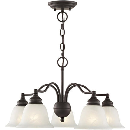 Bronze Five Light Dimmable Chandelier With Shades HomeRoots