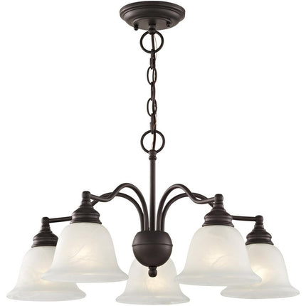 Bronze Five Light Metal Dimmable Chandelier With Shades