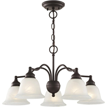 Bronze Five Light Dimmable Chandelier With Shades HomeRoots