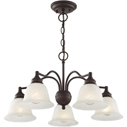 Bronze Five Light Dimmable Chandelier With Shades HomeRoots