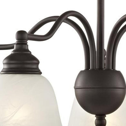 Bronze Five Light Dimmable Chandelier With Shades HomeRoots
