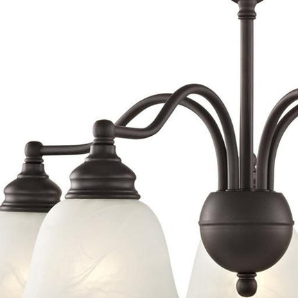 Bronze Five Light Dimmable Chandelier With Shades HomeRoots