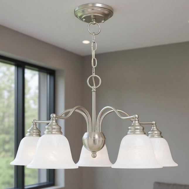 Five Light Dimmable Chandelier With Shades HomeRoots