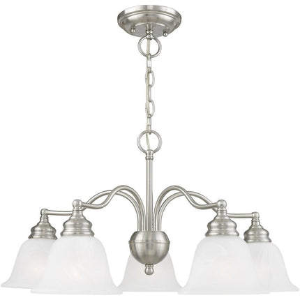 Nickel Five Light Metal Dimmable Chandelier With Shades