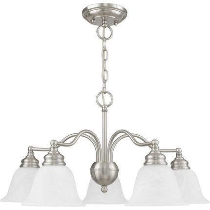 Nickel Five Light Metal Dimmable Chandelier With Shades
