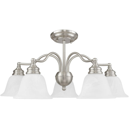 Nickel Five Light Metal Dimmable Chandelier With Shades