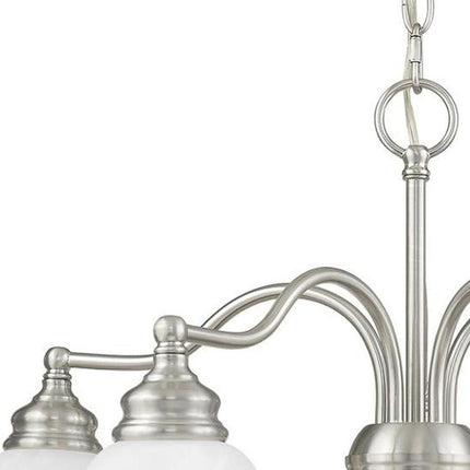 Nickel Five Light Metal Dimmable Chandelier With Shades