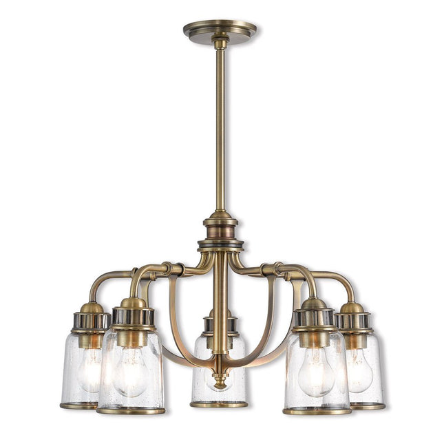 Five Light Dimmable Chandelier With Shades HomeRoots