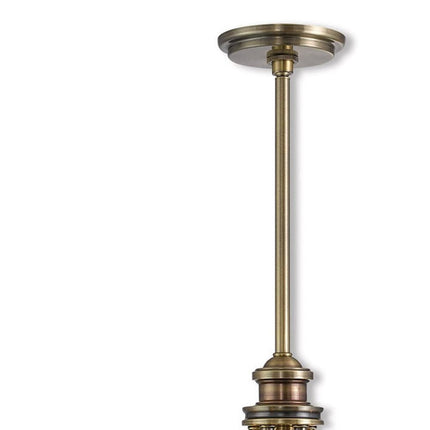 Antiqued Brass Five Light Metal Dimmable Chandelier With Shades