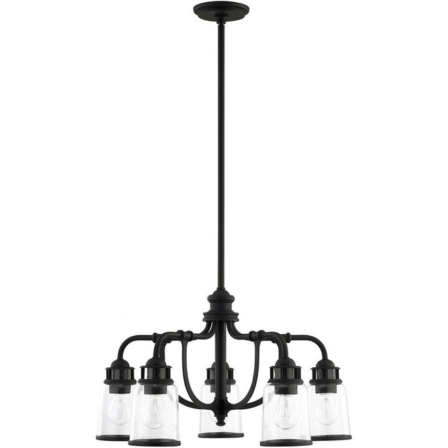 Black Five Light Metal Dimmable Chandelier With Shades HomeRoots