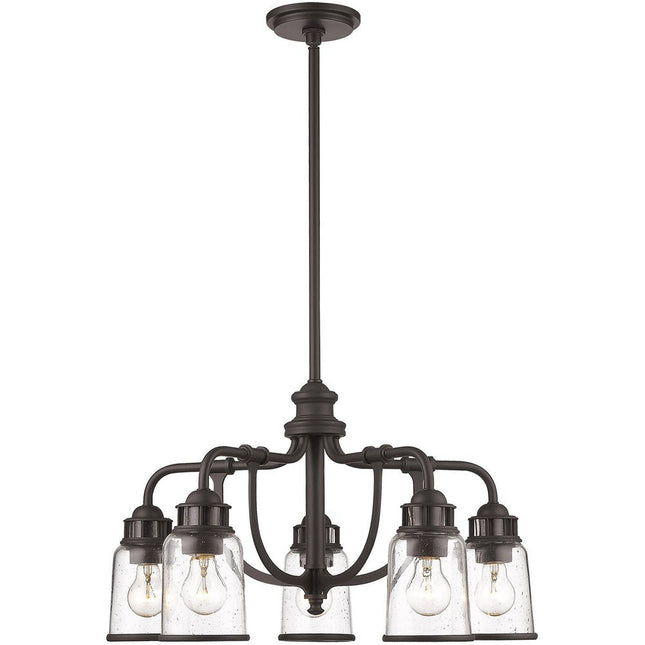 Bronze Five Light Dimmable Chandelier With Shades HomeRoots
