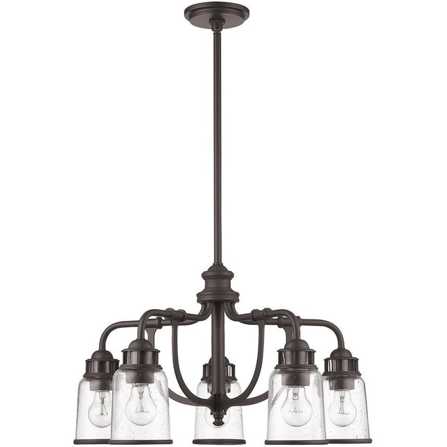 Bronze Five Light Metal Dimmable Chandelier With Shades HomeRoots