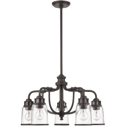 Bronze Five Light Metal Dimmable Chandelier With Shades