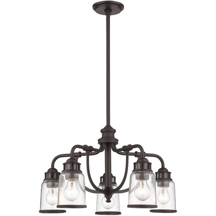 Bronze Five Light Metal Dimmable Chandelier With Shades