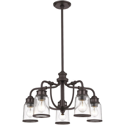 Bronze Five Light Metal Dimmable Chandelier With Shades