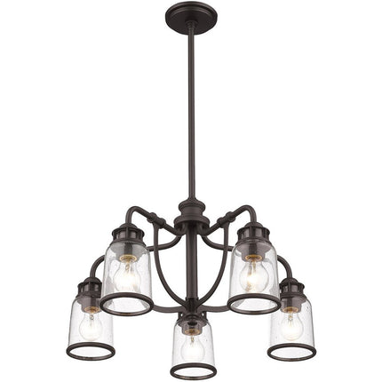Bronze Five Light Metal Dimmable Chandelier With Shades