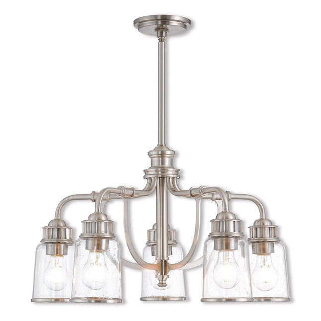 Five Light Dimmable Chandelier With Shades HomeRoots
