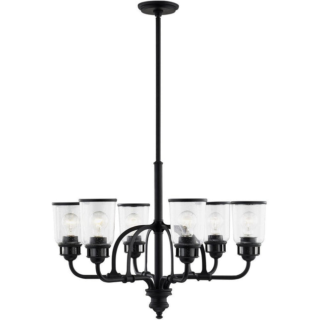 Black Six Light Dimmable Chandelier With Shades HomeRoots