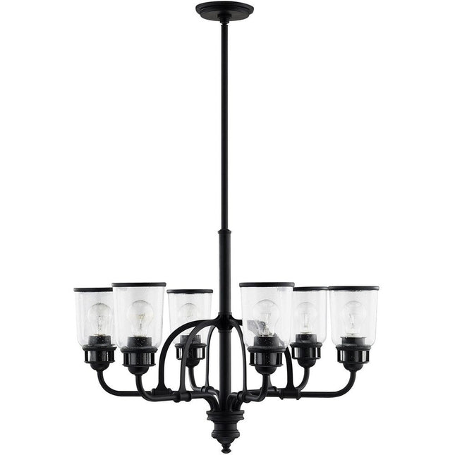 Black Six Light Metal Dimmable Chandelier With Shades HomeRoots