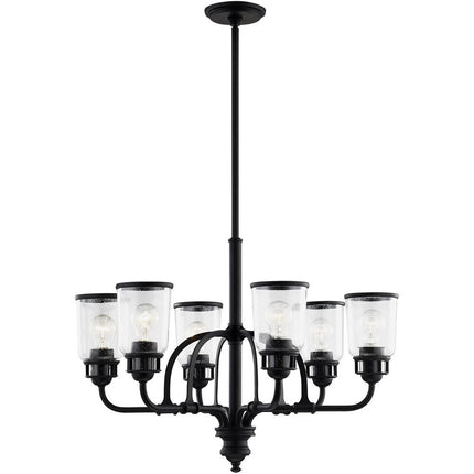 Black Six Light Metal Dimmable Chandelier With Shades