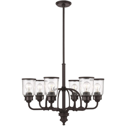 Bronze Six Light Dimmable Chandelier With Shades HomeRoots