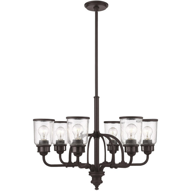 Bronze Six Light Dimmable Chandelier With Shades HomeRoots
