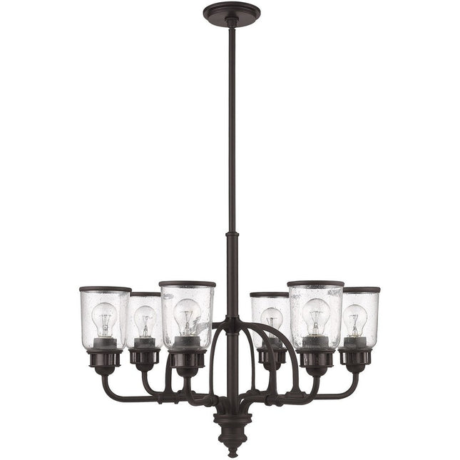 Bronze Six Light Metal Dimmable Chandelier With Shades HomeRoots