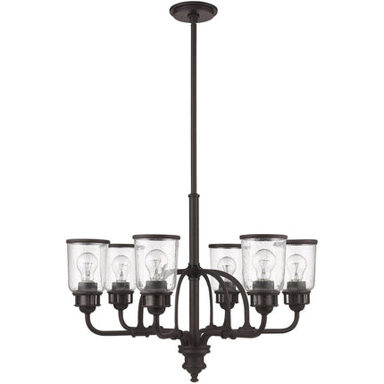 Bronze Six Light Metal Dimmable Chandelier With Shades