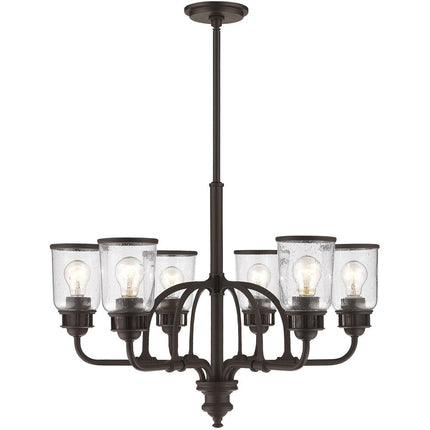 Bronze Six Light Dimmable Chandelier With Shades HomeRoots