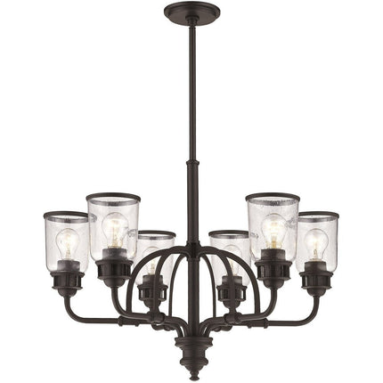Bronze Six Light Dimmable Chandelier With Shades HomeRoots