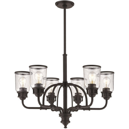 Bronze Six Light Metal Dimmable Chandelier With Shades
