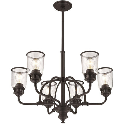 Bronze Six Light Dimmable Chandelier With Shades HomeRoots