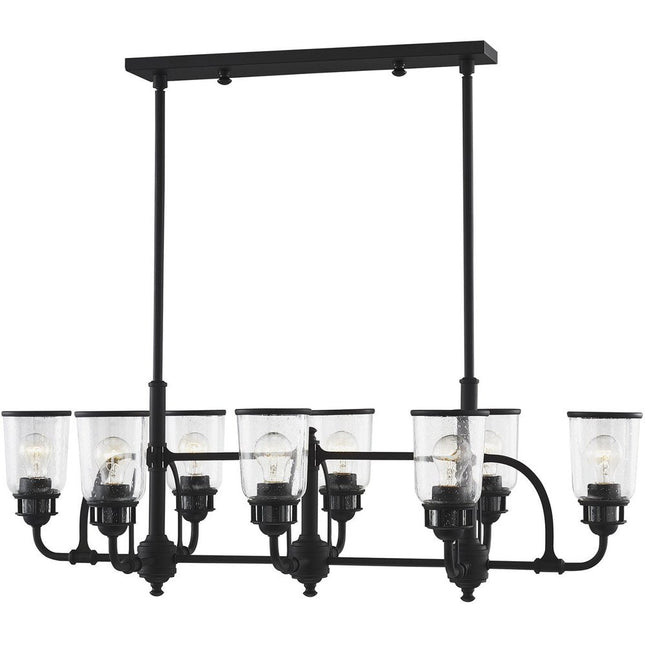 Black Eight Light Dimmable Chandelier With Shades HomeRoots