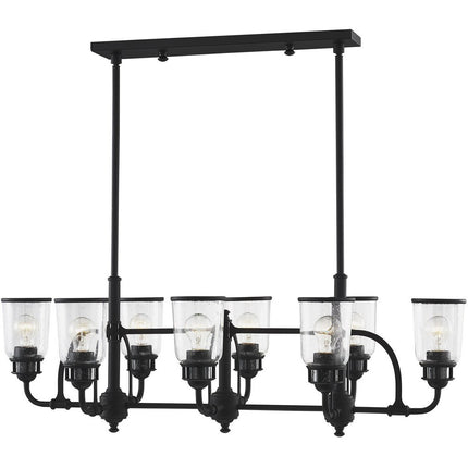 Black Eight Light Metal Dimmable Chandelier With Shades