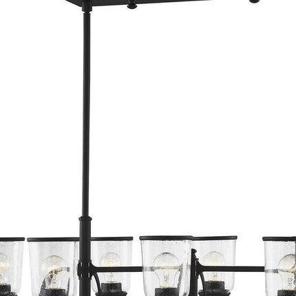 Black Eight Light Metal Dimmable Chandelier With Shades