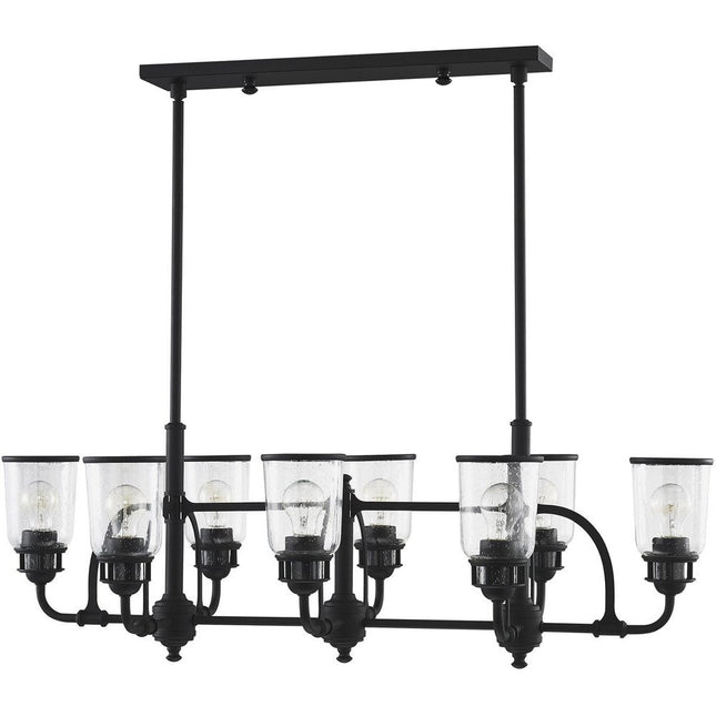 Black Eight Light Metal Dimmable Chandelier With Shades HomeRoots