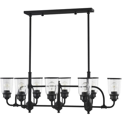 Black Eight Light Metal Dimmable Chandelier With Shades