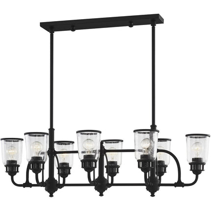 Black Eight Light Metal Dimmable Chandelier With Shades