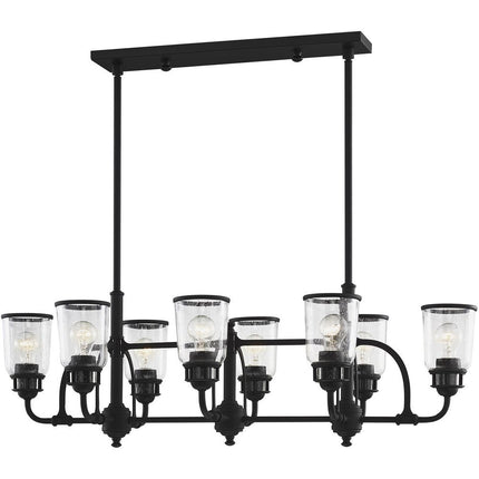 Black Eight Light Dimmable Chandelier With Shades HomeRoots