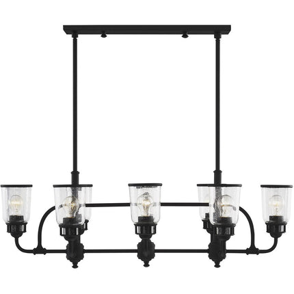 Black Eight Light Metal Dimmable Chandelier With Shades